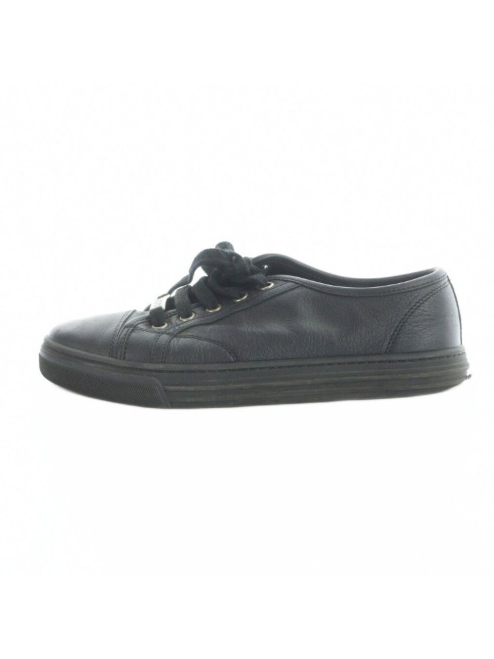 Gucci Low-Cut Sneakers Shoes Leather Logo Black 35.5